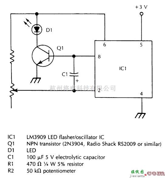 LED电路中的变频大功率LED闪光器  第1张