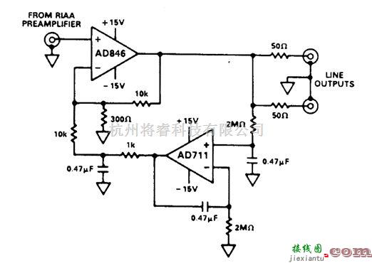 线性放大电路中的RIAA的线路放大器/驱动器  第1张