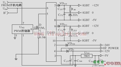 电源电路中的由TX305组成的辅助电源电路  第1张