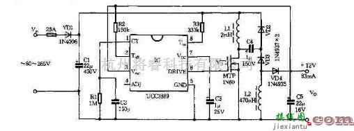 电源电路中的基于电源控制器UCC3889的稳压电源电路  第1张