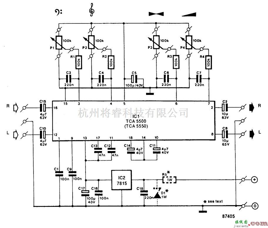 音频电路中的音调控制的单片立体声前置功放  第1张