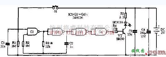 电源电路中的一红外遥控发射器电路图  第1张