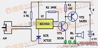 报警控制中的实用的家电防盗报警器电路图  第1张