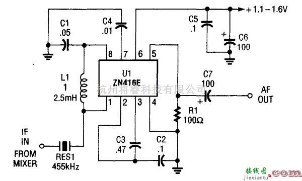 中频信号产生中的简单的455kHz的中频放大器  第1张
