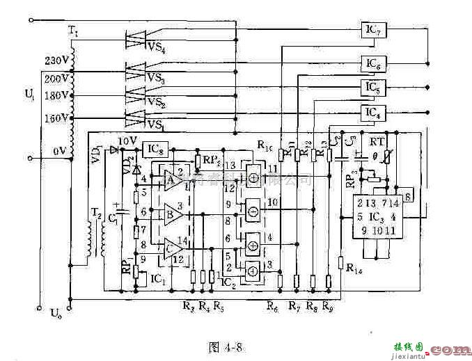 电源电路中的IC1等元件组成电压比较器  第1张