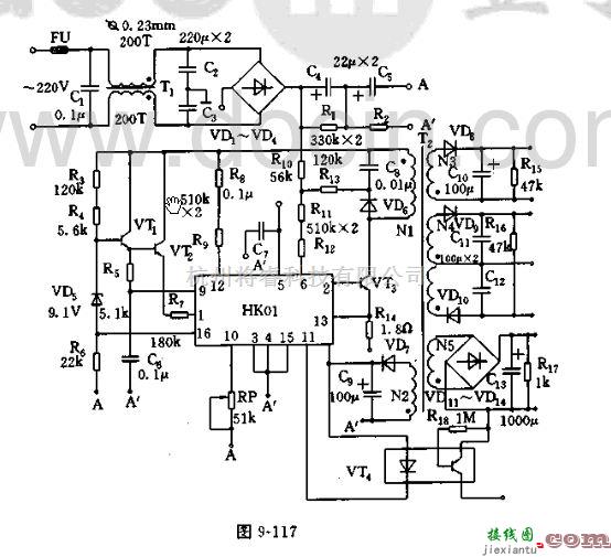 电源电路中的单端反激式开关电源的实际电路  第1张