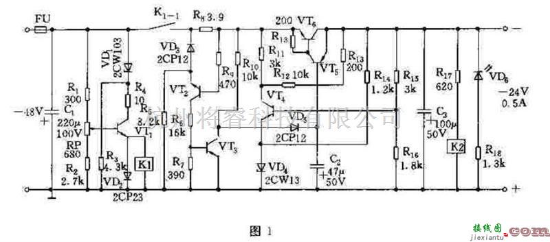 电源电路中的-24V、0.5A稳压电源  第1张