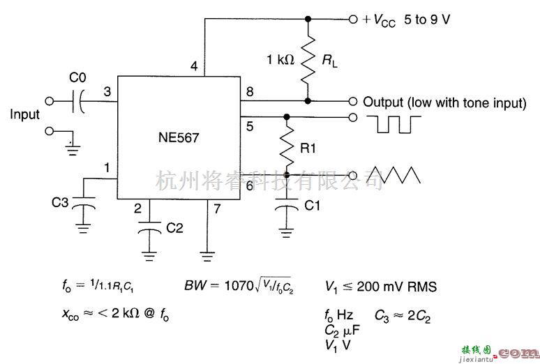 音频电路中的典型NE567音调译码电路  第1张