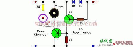 电源电路中的介绍由简单元器件组成的充电器报警电路  第1张