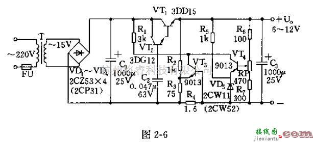 电源电路中的6至12V直流稳压器电路图及其工作原理  第1张