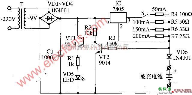 电源电路中的7805系列的恒流充电电路  第1张