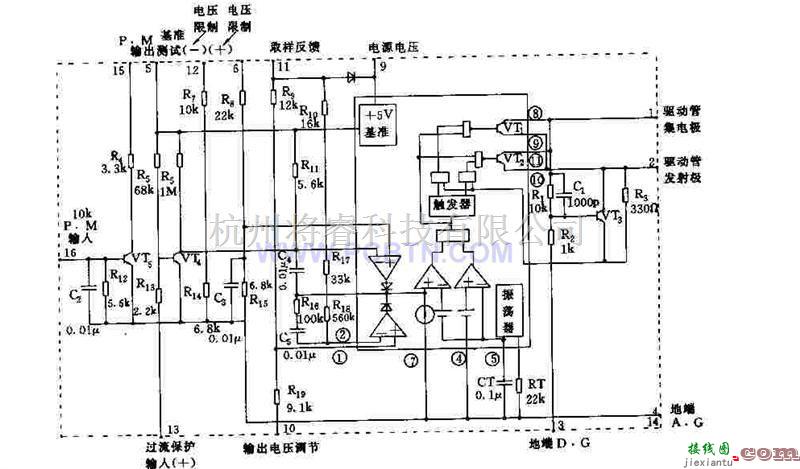 电源电路中的单端变换器厚膜控制电路HK01内部电路简介  第1张