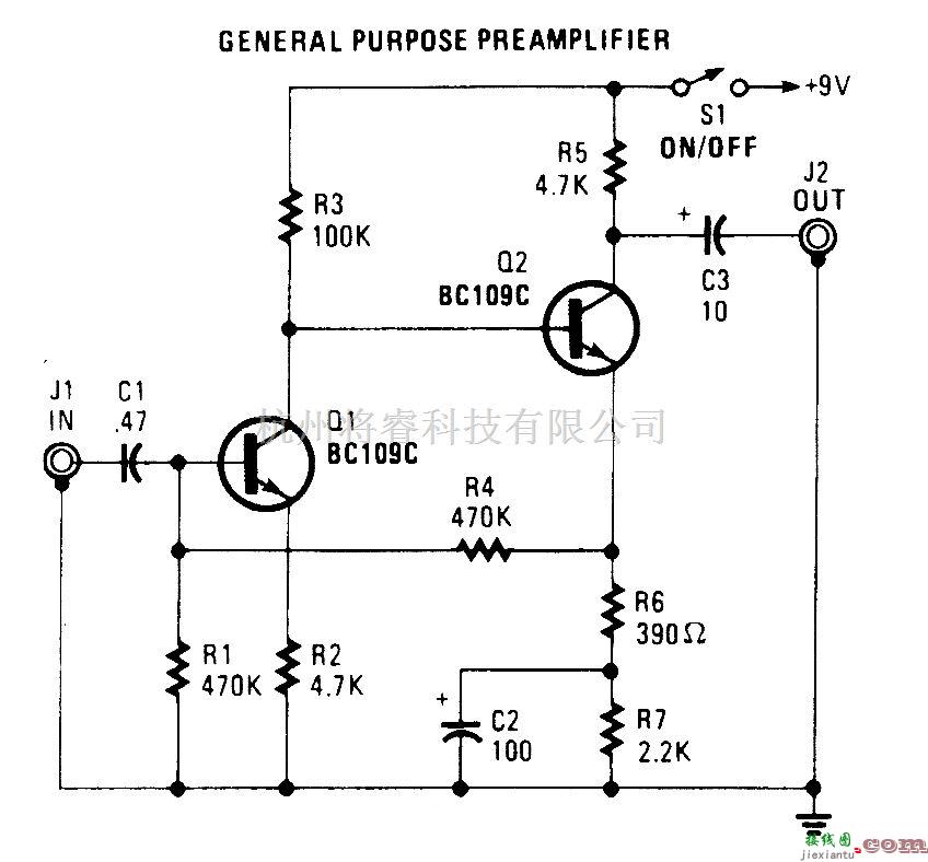 线性放大电路中的一般用途的前置放大器  第1张