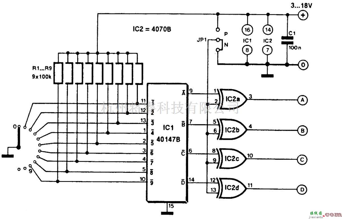 开关电路中的BCD码旋转开关电路  第1张