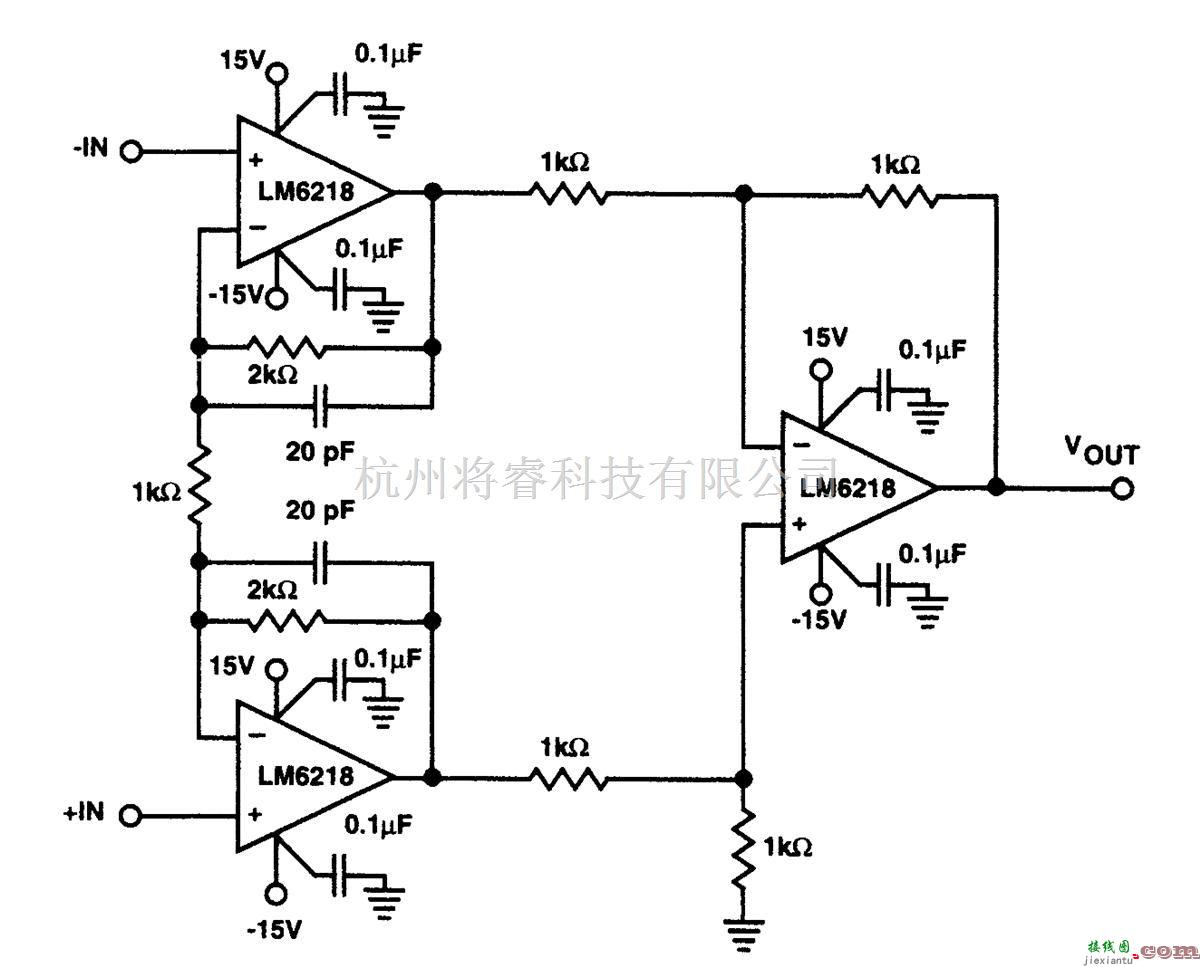 线性放大电路中的LM6218高速仪表放大器  第1张