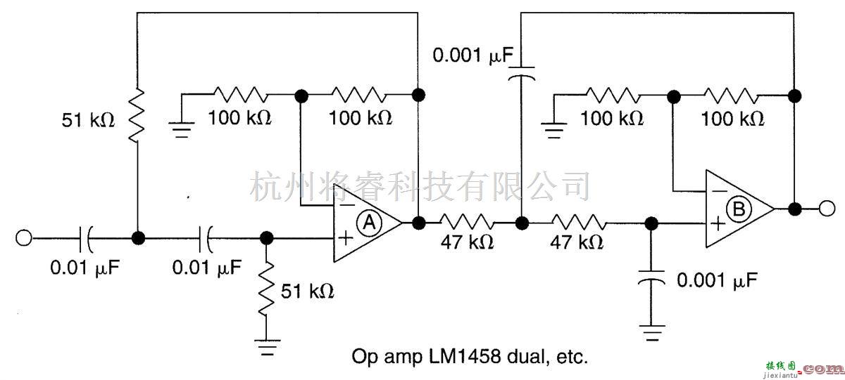 滤波器中的在语音范围内的有源二阶带通滤波器  第1张