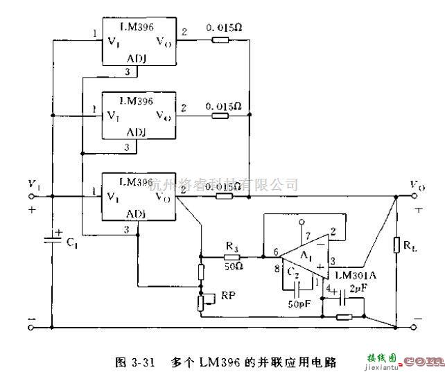 电源电路中的LM396构成的并、串联稳压器应用电路图  第1张