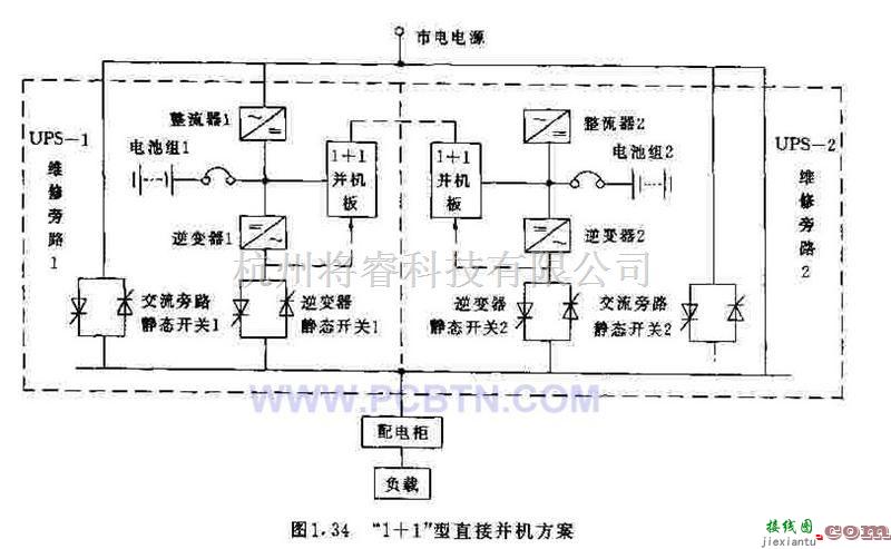 电源电路中的直接并机型冗余式UPS供电电路  第1张