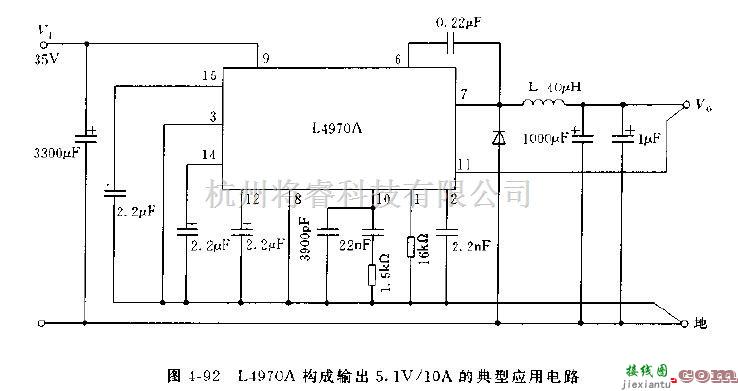 电源电路中的L4970A集成稳压器管脚、结构及应用电路图  第2张