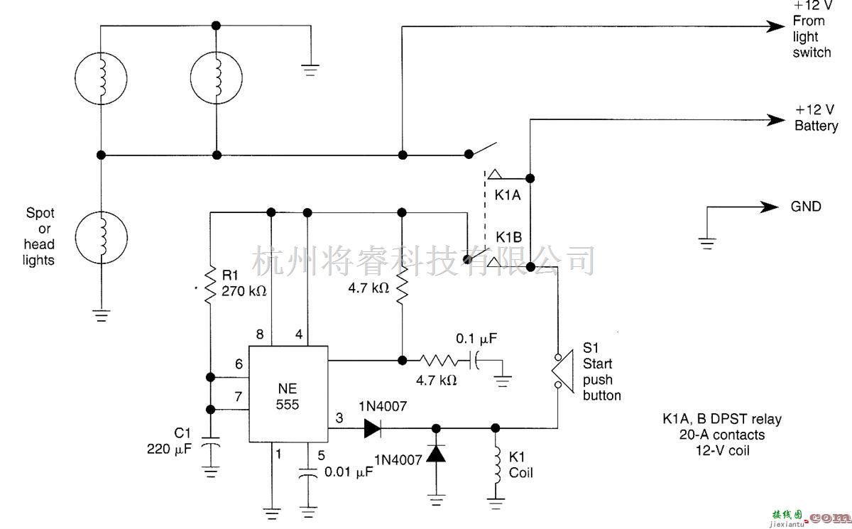 控制电路中的汽车手动头灯/聚光灯控制  第1张