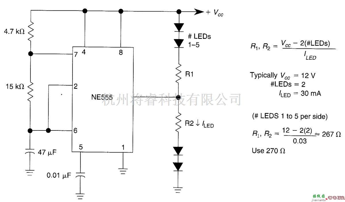 电源电路中的2到10个LED的LED闪光电路  第1张