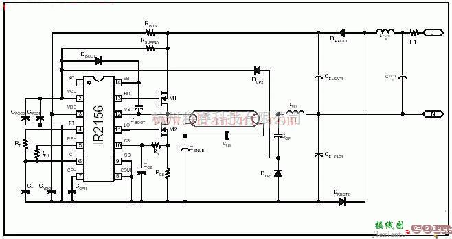 电源电路中的IR2156萤光灯集成电路电子镇流器  第1张