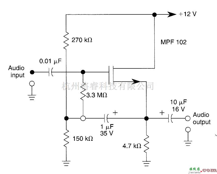 基础电路中的30MΩ的JFET源极跟随器  第1张