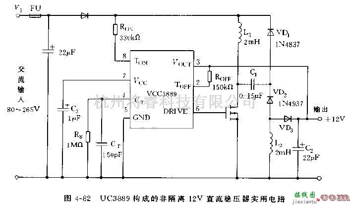 电源电路中的UCC3889集成稳压器管脚、结构以及应用电路图  第3张