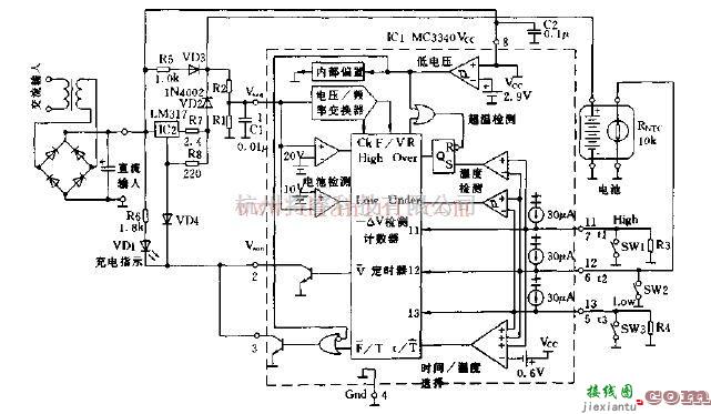 电源电路中的实用电池自动充电器电路图及其工作原理  第1张