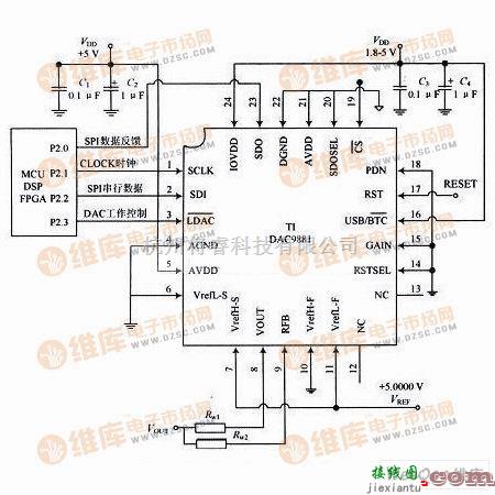 模拟电路中的基于DAC9881的带闭环输出的典型电路图  第1张