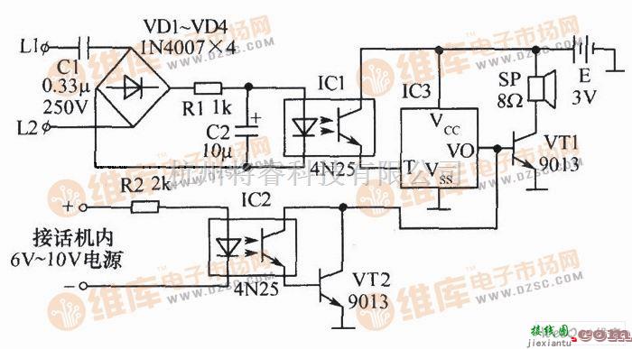 光电耦合器电路中的发出音乐声的电话机电路（二）  第1张
