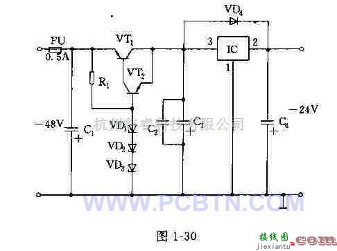 电源电路中的-48v输入、-24V输出稳压电源电路  第1张