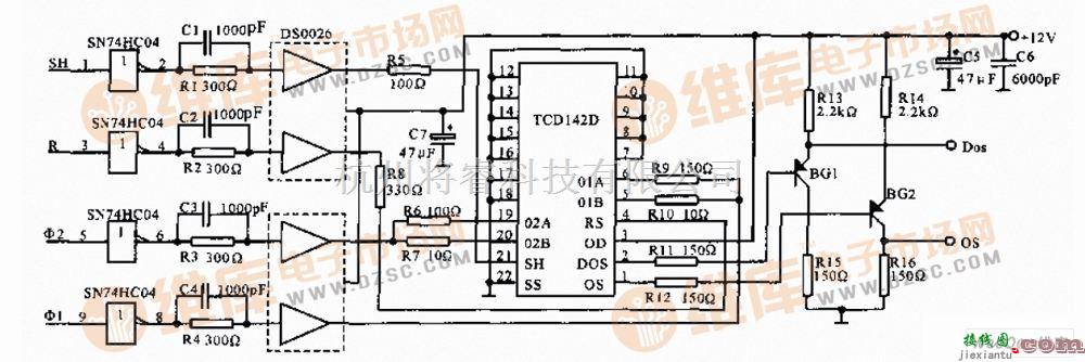 接口电路中的线阵CCD驱动电路图  第1张