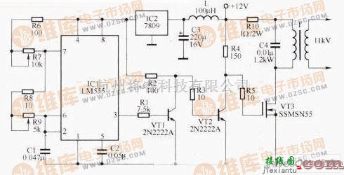 电源电路中的直- 交流电源（10kv）转换电路图  第1张