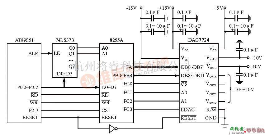 单片机制作中的DAC7724与51单片机的接口电路图  第1张