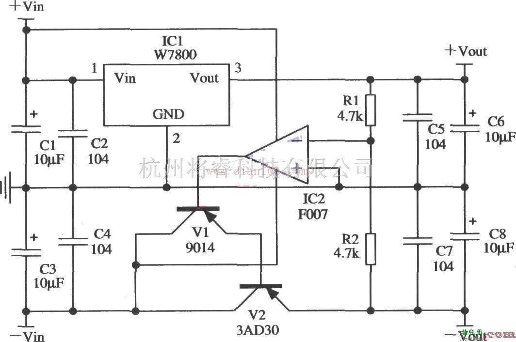 电源电路中的W7800跟踪式稳压电源电路  第1张