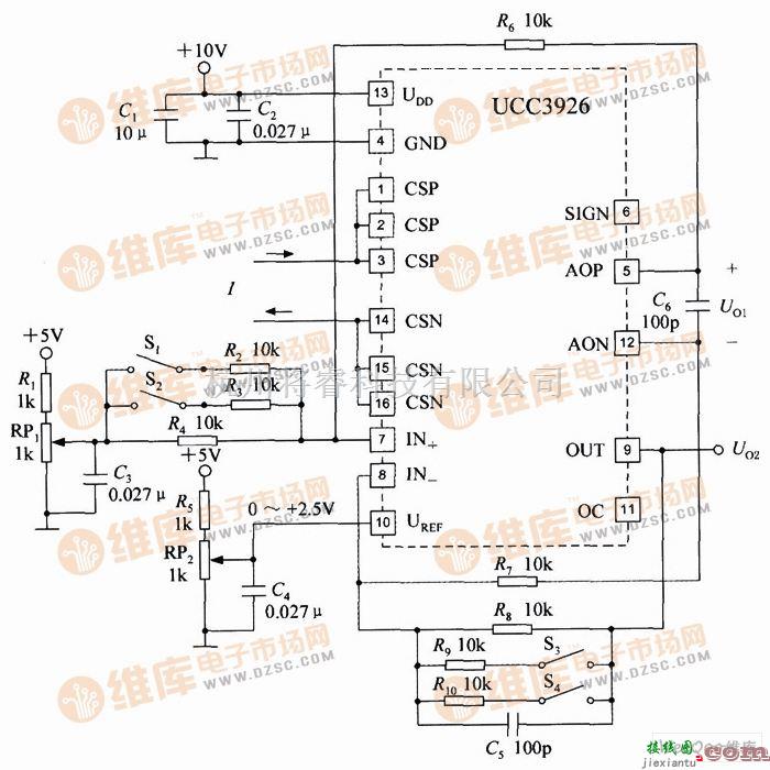 集成电流传感器、变送器中的集成电流传感器UCC3926的典型应用电路图  第1张