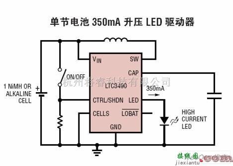 LED电路中的基于LTC3490的升压型LED转换器特点及应用电路图  第1张