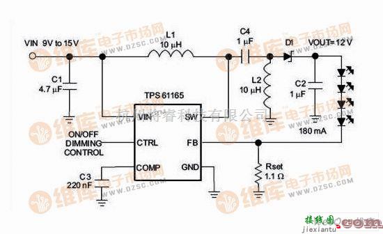 LED驱动芯片TPS6115典型应用电路图  第1张