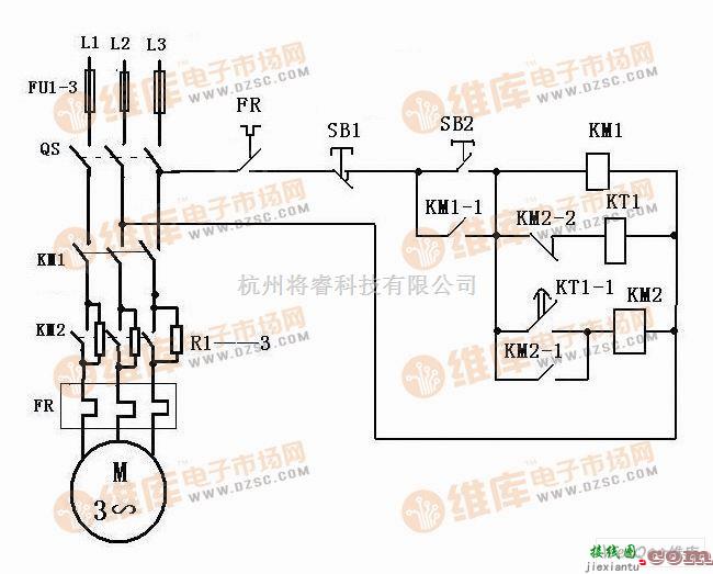 接口电路中的电机定子串联电阻降压启动电路图  第1张