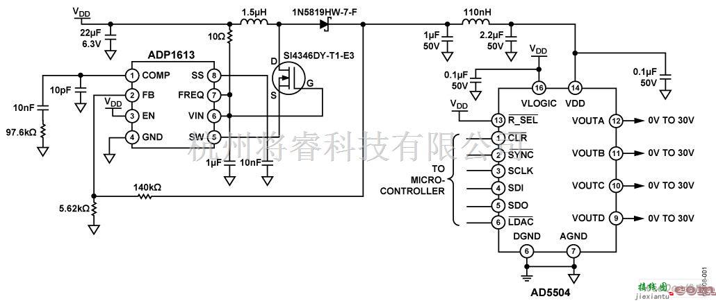 模拟电路中的升压电源和高压DAC为BST电容提供调谐信号电路图  第1张