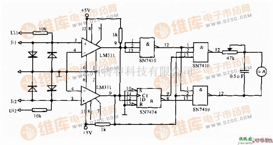 仪器仪表中的数字式相位测量仪电路图  第1张