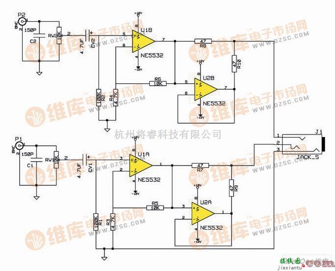 耳机放大中的利用NE5532制作简单音质好的47耳放电路图  第1张
