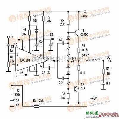 分立元件放大中的免调试胆味大功率功放电路  第1张