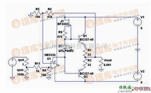 耳机放大中的自制简单NE5534推动晶体管的耳放电路图  第1张