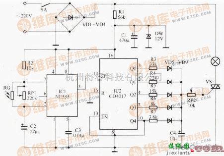 灯光控制中的光控智能调光台灯电路图  第1张