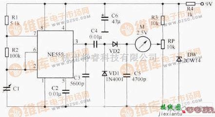 检测电路中的检测粮食湿度的电路图  第1张