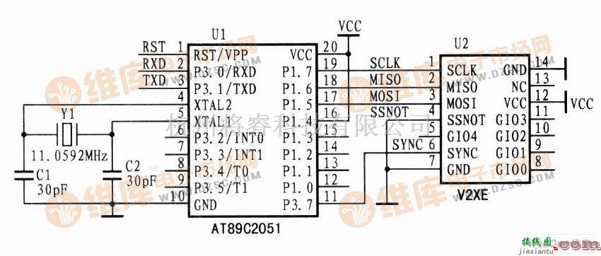 接口电路中的V2XE与51单片机接口电路图  第1张