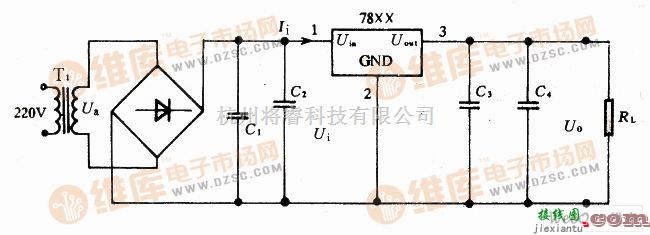 稳压电源中的CW78系列稳压电路图  第1张