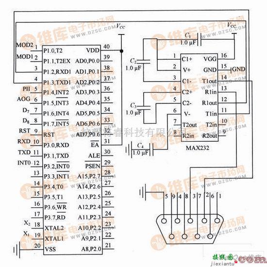 接口电路中的调制解调器与电脑接口电路图  第1张